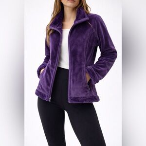 GreenTea | Plush Zip Jacket | Purple Faux Fur Cozy Lounge | LG